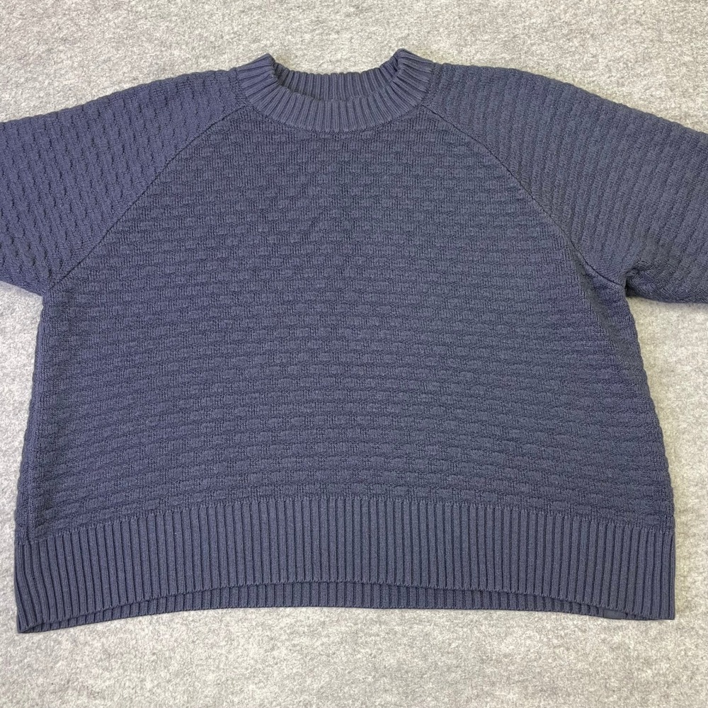 Lululemon Textured Knit Cashmere Blend Sweater M/L Navy Blue Raglan Pullover - Picture 6 of 16